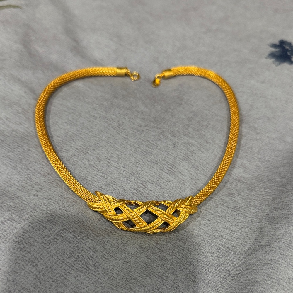 Gold Braided Mesh Necklace - Women Jewelry
